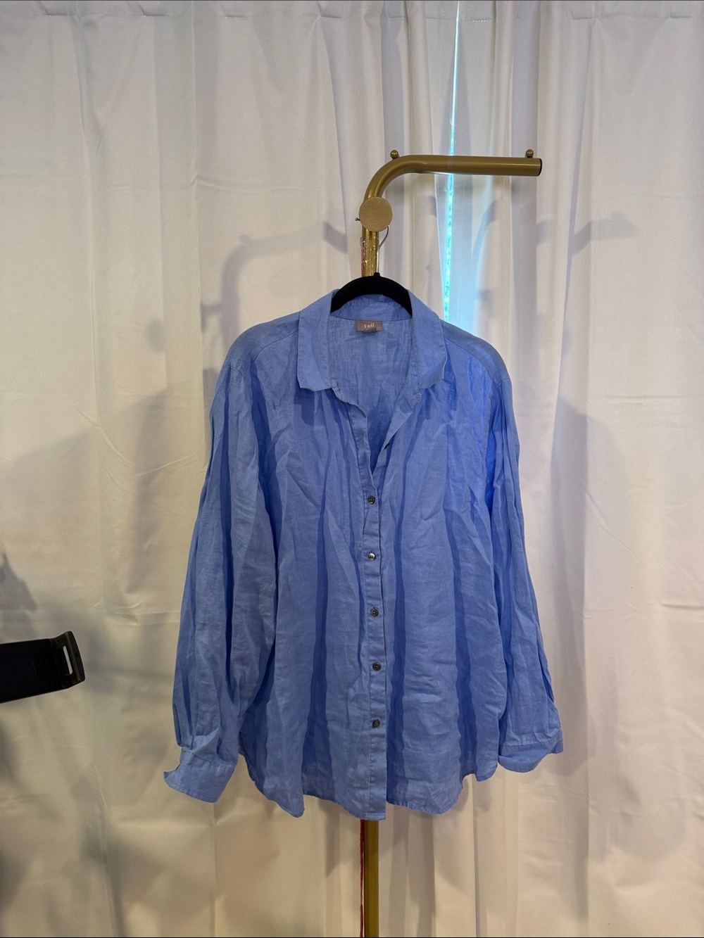 J Jill LINEN Button Down Blue Breezy Breathable Beachy Womens Large